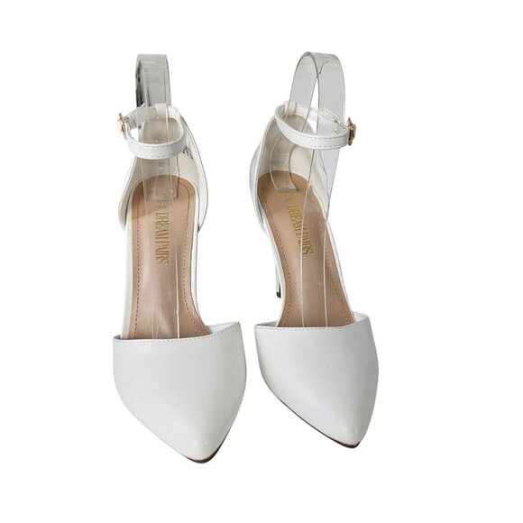 Dream Pairs Womens White Pointed Toe Ankle Strap Stiletto Heels Size 8 Wedding - Picture 4 of 12